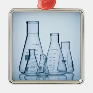 Wetenschappelijk glaswerk blauw metalen ornament