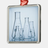 Wetenschappelijk glaswerk blauw metalen ornament (Links)