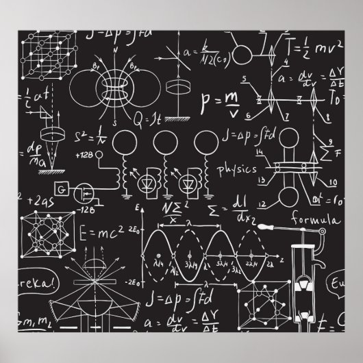 Wetenschappelijke formules: Chalkboard Calculation Poster (Voorkant)