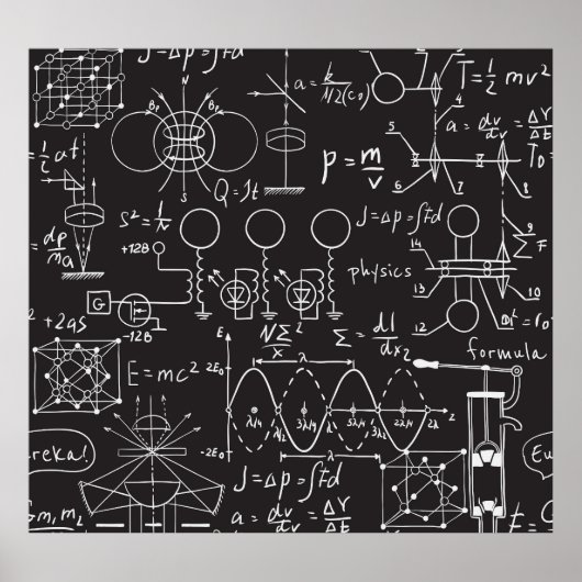 Wetenschappelijke formules: Chalkboard Calculation Poster (Voorkant)
