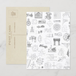  wetenschappelijke illustraties Zwart wit patroon Briefkaart