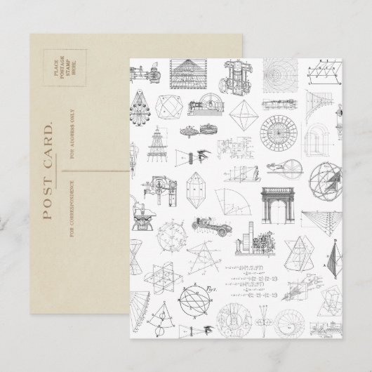  wetenschappelijke illustraties Zwart wit patroon Briefkaart (Voorkant / Achterkant)