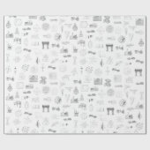  wetenschappelijke illustraties Zwart wit patroon Cadeaupapier (Vlak)