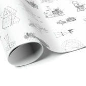  wetenschappelijke illustraties Zwart wit patroon Cadeaupapier (Rol Hoek)