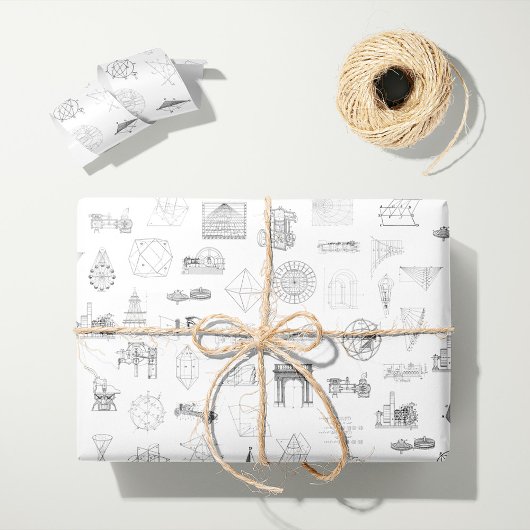  wetenschappelijke illustraties Zwart wit patroon Cadeaupapier