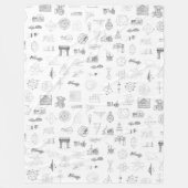wetenschappelijke illustraties Zwart wit patroon Fleece Deken (Voorkant)