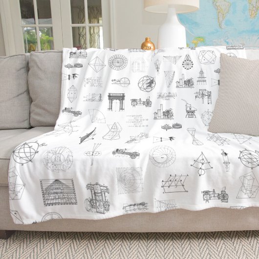 wetenschappelijke illustraties Zwart wit patroon Fleece Deken