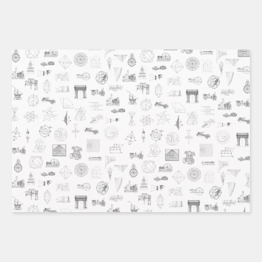 wetenschappelijke illustraties Zwart wit patroon Inpakpapier Vel (Voorkant 3)