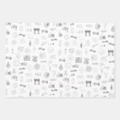  wetenschappelijke illustraties Zwart wit patroon Inpakpapier Vel (Voorkant 2)
