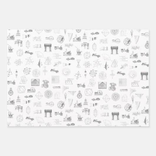 wetenschappelijke illustraties Zwart wit patroon Inpakpapier Vel (Voorkant)