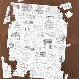 wetenschappelijke illustraties Zwart wit patroon Legpuzzel