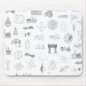  wetenschappelijke illustraties Zwart wit patroon Muismat (Voorkant)