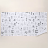  wetenschappelijke illustraties Zwart wit patroon Strandlaken (Voorkant)