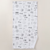  wetenschappelijke illustraties Zwart wit patroon Strandlaken (Voorkant)