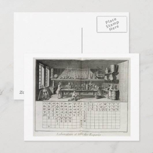 Wetenschappelijke laboratorium en lijst van briefkaart (Voorkant / Achterkant)