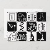 WETENSCHAPPELIJKE SYMBOLEN EN TOOLS VAN LABORATORI BRIEFKAART (Voorkant / Achterkant)