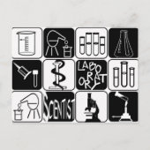 WETENSCHAPPELIJKE SYMBOLEN EN TOOLS VAN LABORATORI BRIEFKAART (Voorkant)