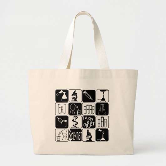 WETENSCHAPPELIJKE SYMBOLEN EN TOOLS VAN LABORATORI GROTE TOTE BAG (Voorkant)