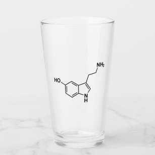 wetenschappelijke symbolen van serotonine chemisch glas