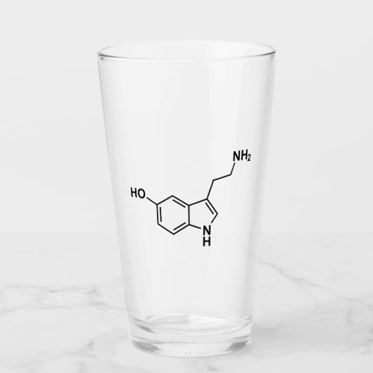 wetenschappelijke symbolen van serotonine chemisch glas (Voorkant)