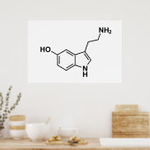 wetenschappelijke symbolen van serotonine chemisch poster (Keuken)
