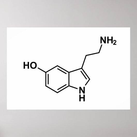 wetenschappelijke symbolen van serotonine chemisch poster (Voorkant)