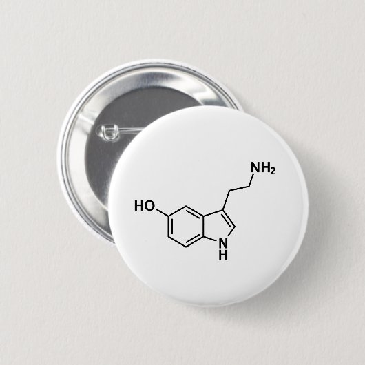 wetenschappelijke symbolen van serotonine chemisch ronde button 5,7 cm (Voorkant /achterkant)