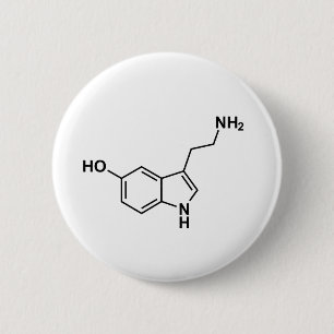 wetenschappelijke symbolen van serotonine chemisch ronde button 5,7 cm