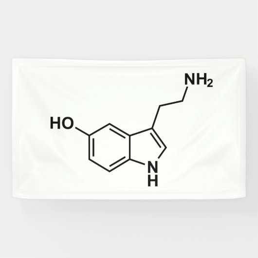wetenschappelijke symbolen van serotonine chemisch spandoek (Horizontaal)