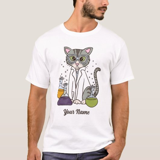 Wetenschapper Cat - Grijs Tabby Lab Kitty Cat Love T-shirt (Voorkant)