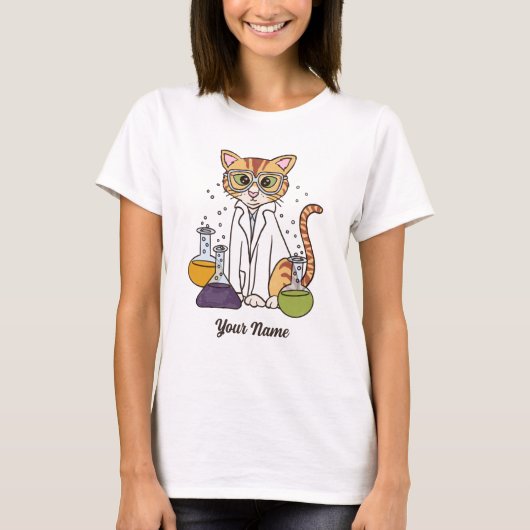Wetenschapper Cat - Oranje Tabby Lab Kitty Cat Lov T-shirt (Voorkant)