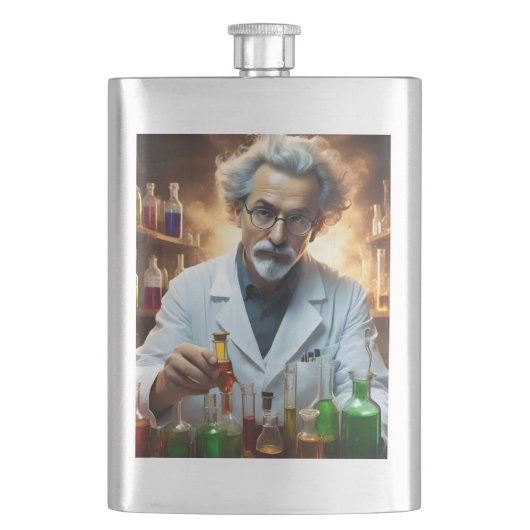 Wetenschapper in een laboratorium die drankjes men flacon (Voorkant)