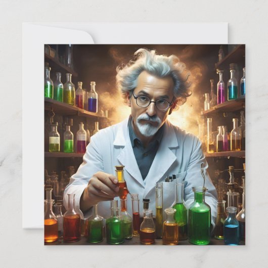 Wetenschapper in een laboratorium die drankjes men kaart (Achterkant)