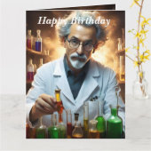 Wetenschapper in een laboratorium die drankjes men kaart (Gele Bloem)