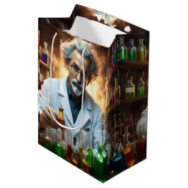 Wetenschapper in een laboratorium die drankjes men medium cadeauzakje