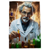 Wetenschapper in een laboratorium die drankjes men medium cadeauzakje (Voorkant)