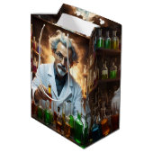 Wetenschapper in een laboratorium die drankjes men medium cadeauzakje (Achterkant Gekanteld)