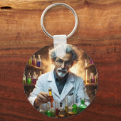 Wetenschapper in een laboratorium die drankjes men sleutelhanger (Voorkant)