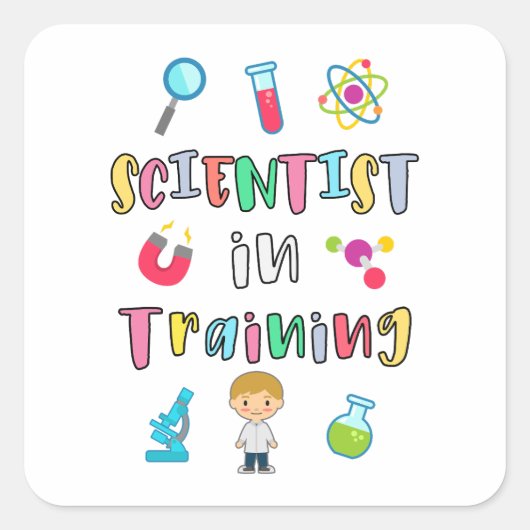 Wetenschapper in Opleiding voor Jonge Wetenschappe Vierkante Sticker (Voorkant)