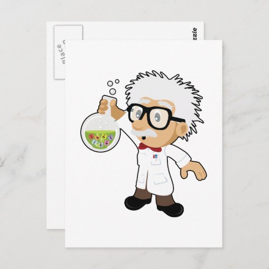 wetenschapper met bekerglas briefkaart (Voorkant / Achterkant)