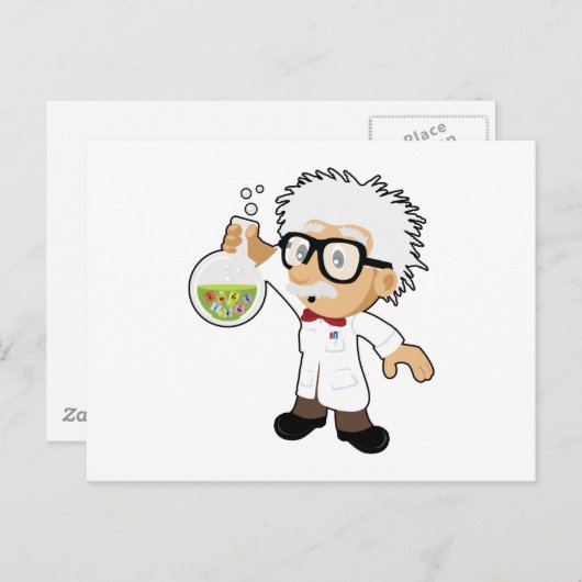 wetenschapper met bekerglas briefkaart (Voorkant / Achterkant)