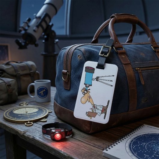 Wetenschapper met Telescope Astronomy Science Humo Bagagelabel