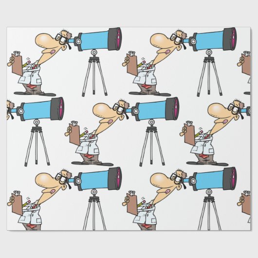 Wetenschapper met Telescope Astronomy Science Humo Cadeaupapier (Vlak)