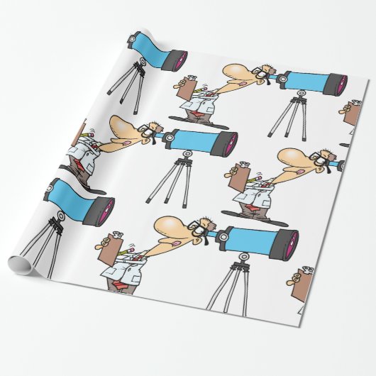 Wetenschapper met Telescope Astronomy Science Humo Cadeaupapier (Uitgerold)