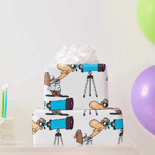 Wetenschapper met Telescope Astronomy Science Humo Cadeaupapier