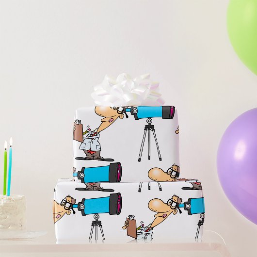 Wetenschapper met Telescope Astronomy Science Humo Cadeaupapier