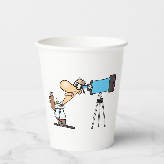 Wetenschapper met Telescope Astronomy Science Humo Papieren Bekers (Voorkant)