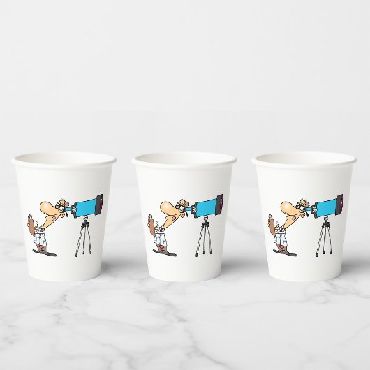 Wetenschapper met Telescope Astronomy Science Humo Papieren Bekers