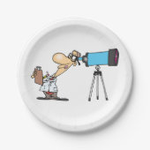 Wetenschapper met Telescope Astronomy Science Humo Papieren Bordje (Voorkant)