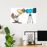Wetenschapper met Telescope Astronomy Science Humo Poster<br><div class="desc">Inspireer nieuwsgierigheid en liefde voor wetenschap met dit leuke poster voor cartoon-wetenschappers. Met een eigenzinnige wetenschapper die door een telescoop kijkt, is dit ontwerp perfect voor liefhebbers van astronomie, ruimteliefhebbers en wetenschapsgeeks. Of je nu een klaslokaal, kantoor, lab of slaapkamer inricht, dit poster voegt een vleugje humor en creativiteit toe...</div>